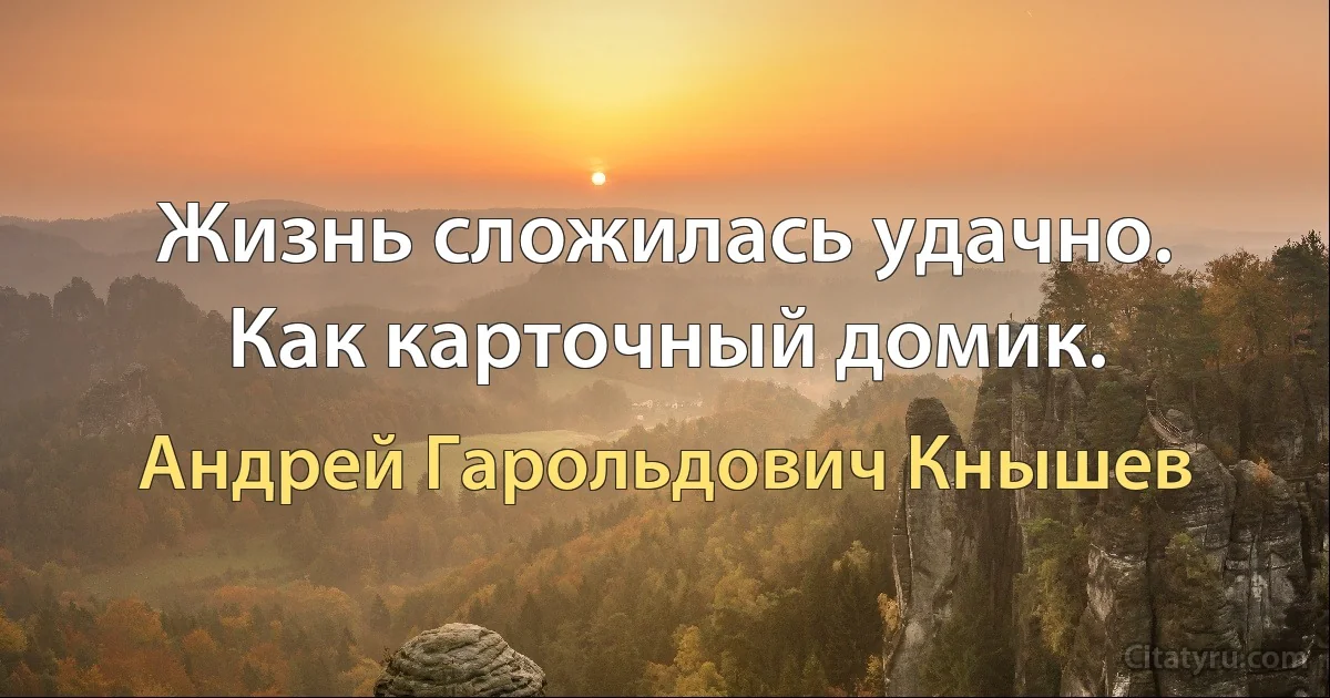 Жизнь сложилась удачно. Как карточный домик. (Андрей Гарольдович Кнышев)