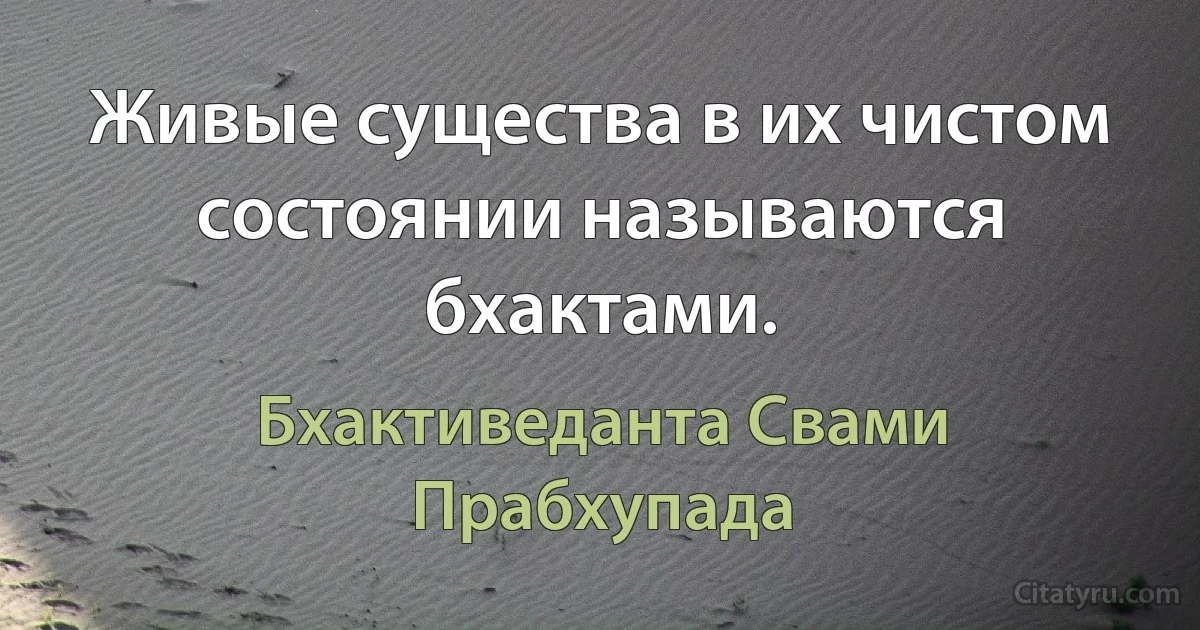 Живые существа в их чистом состоянии называются бхактами. (Бхактиведанта Свами Прабхупада)