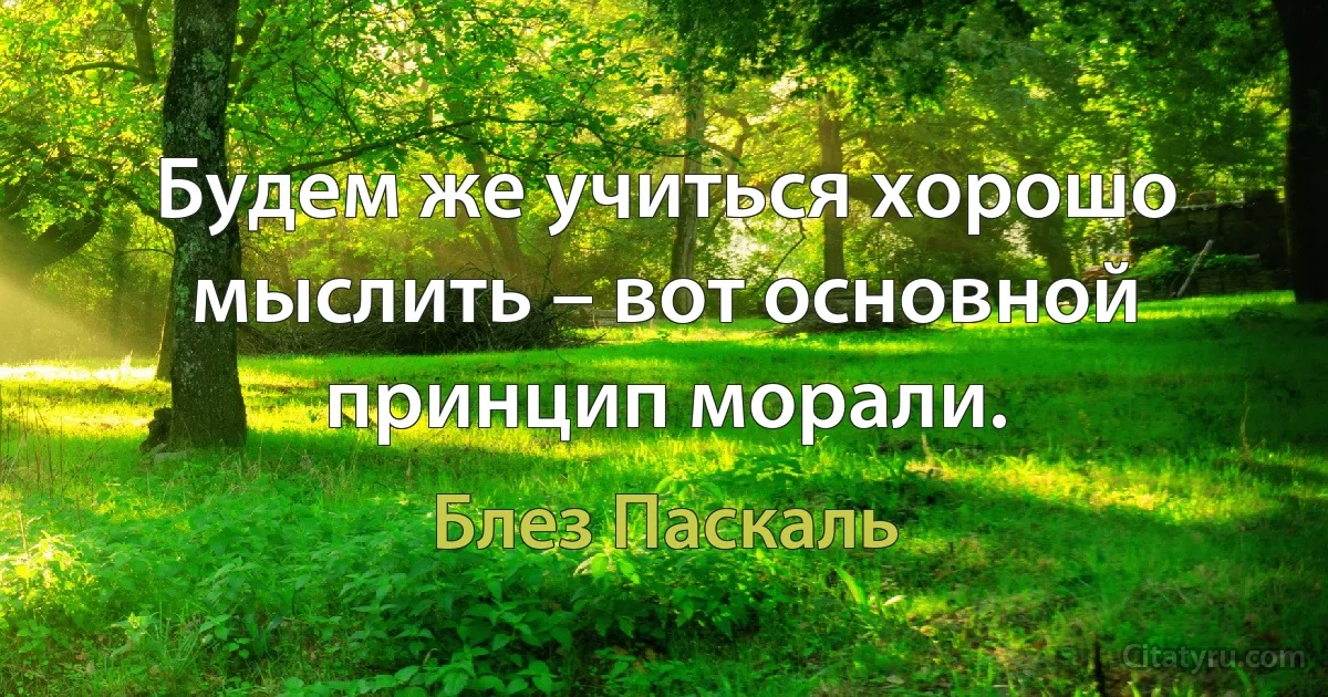 Будем же учиться хорошо мыслить – вот основной принцип морали. (Блез Паскаль)