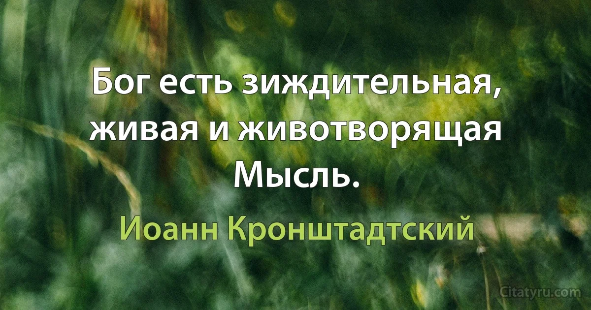 Бог есть зиждительная, живая и животворящая Мысль. (Иоанн Кронштадтский)