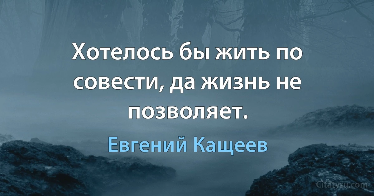 Хотелось бы жить по совести, да жизнь не позволяет. (Евгений Кащеев)