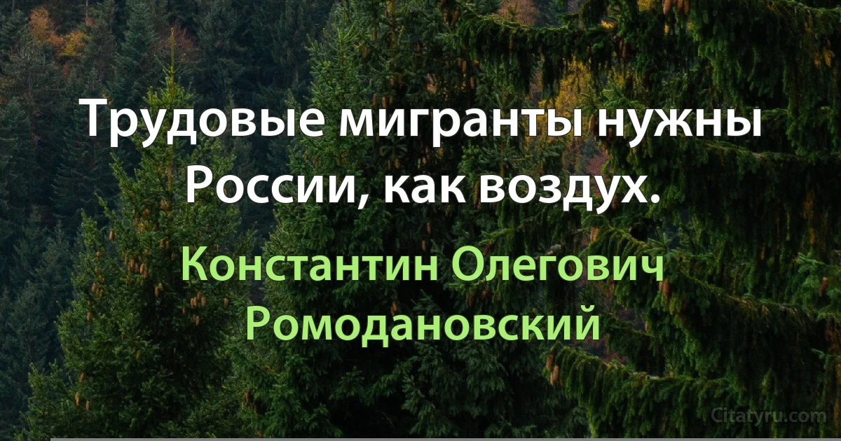 Трудовые мигранты нужны России, как воздух. (Константин Олегович Ромодановский)