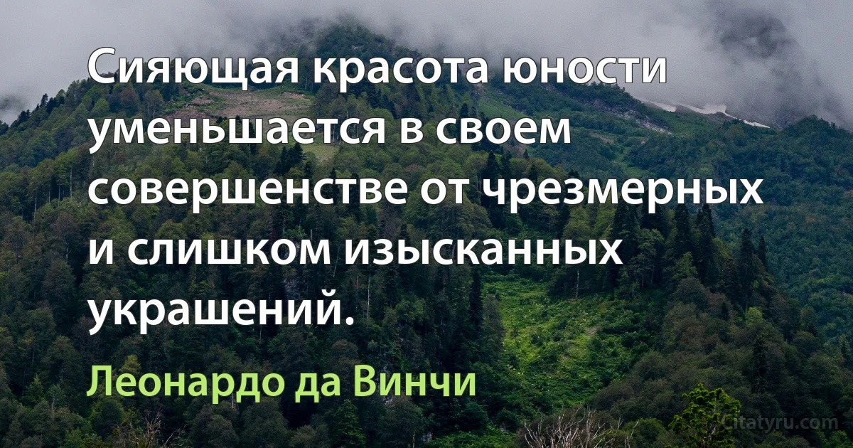 Сияющая красота юности уменьшается в своем совершенстве от чрезмерных и слишком изысканных украшений. (Леонардо да Винчи)