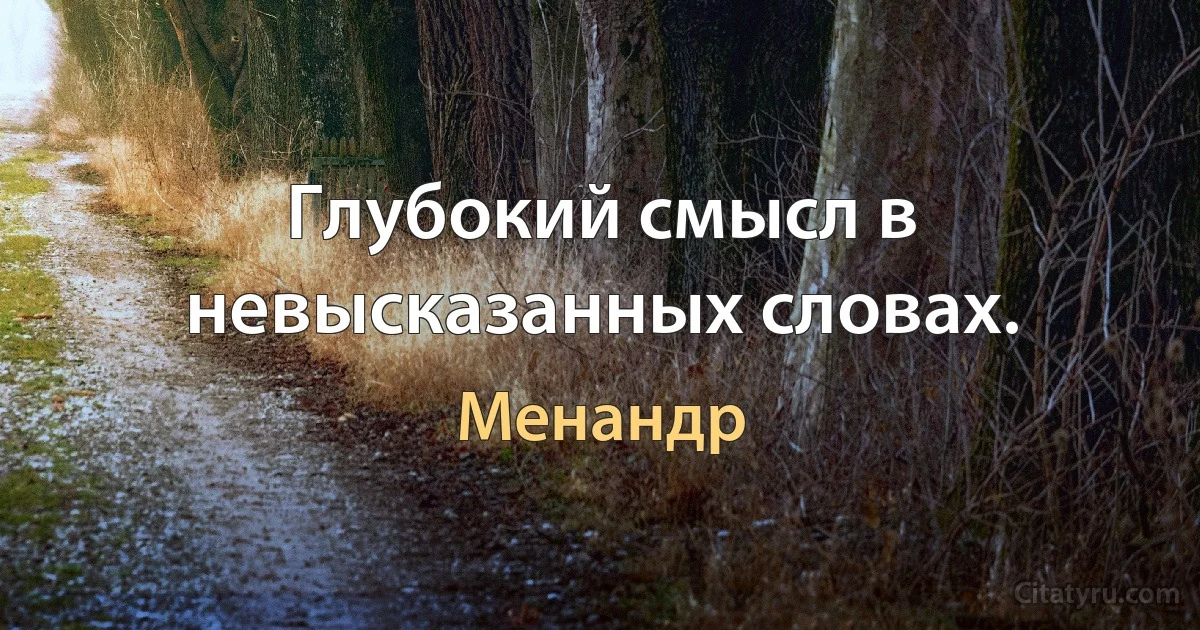 Глубокий смысл в невысказанных словах. (Менандр)