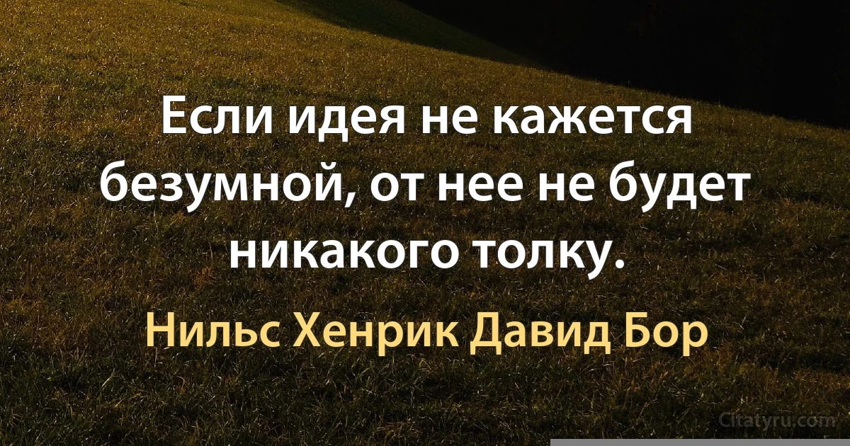 Если идея не кажется безумной, от нее не будет никакого толку. (Нильс Хенрик Давид Бор)