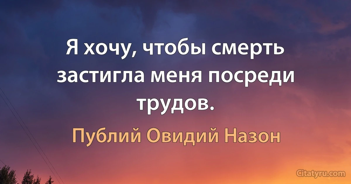 Я хочу, чтобы смерть застигла меня посреди трудов. (Публий Овидий Назон)