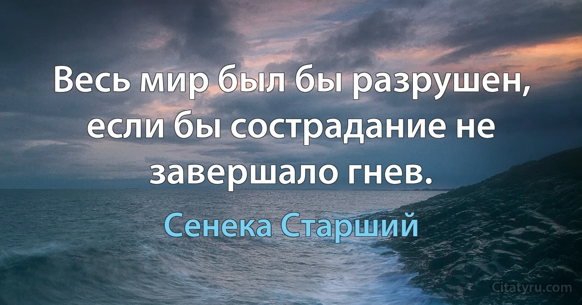 Весь мир был бы разрушен, если бы сострадание не завершало гнев. (Сенека Старший)