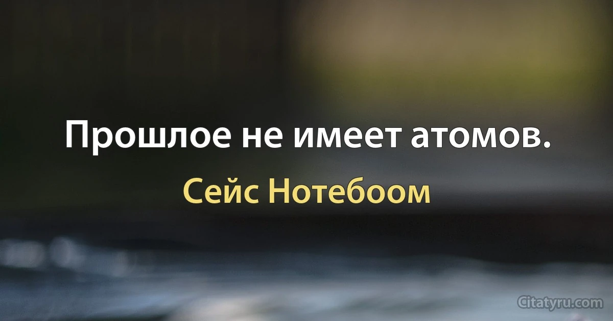 Прошлое не имеет атомов. (Сейс Нотебоом)