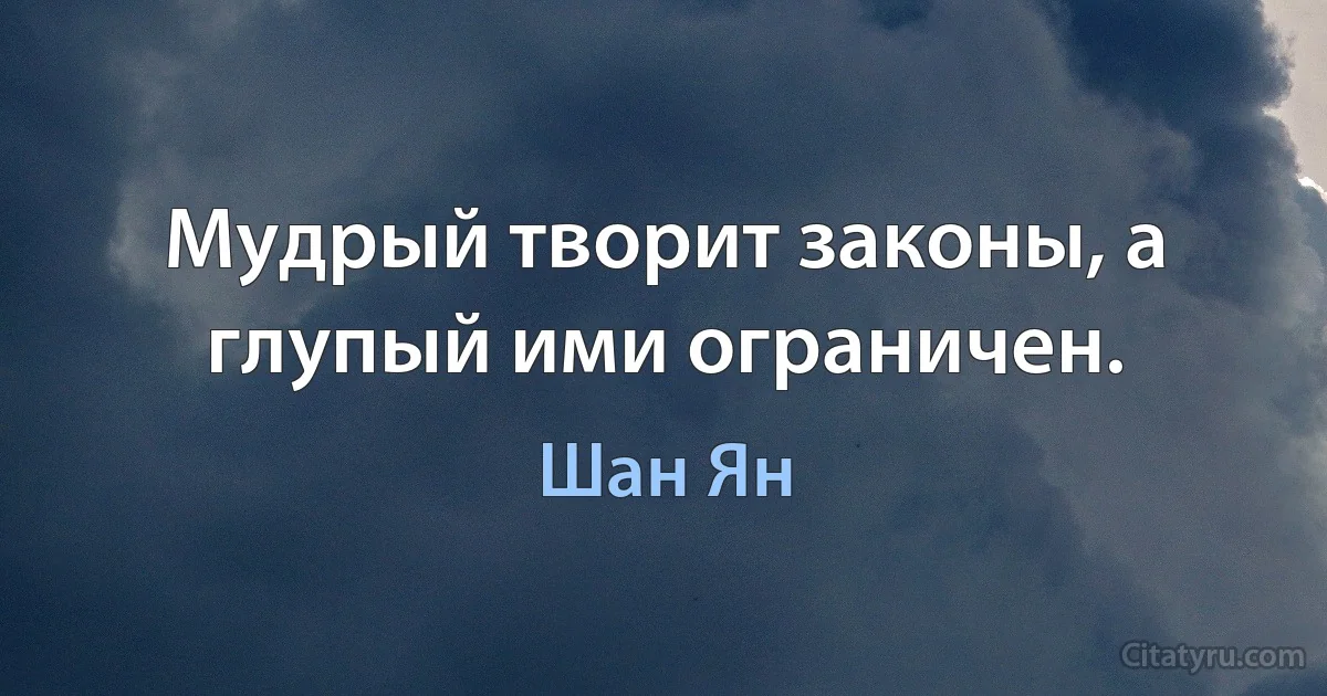 Мудрый творит законы, а глупый ими ограничен. (Шан Ян)