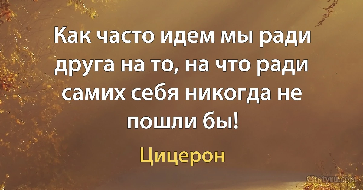 Как часто идем мы ради друга на то, на что ради самих себя никогда не пошли бы! (Цицерон)