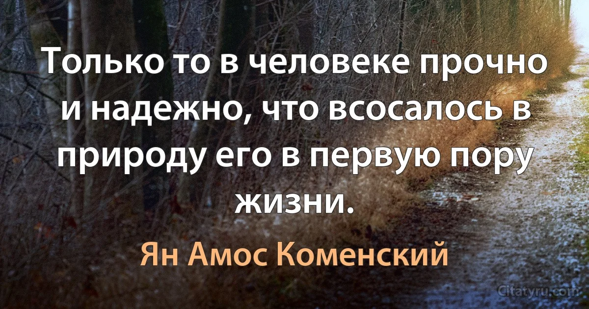 Только то в человеке прочно и надежно, что всосалось в природу его в первую пору жизни. (Ян Амос Коменский)