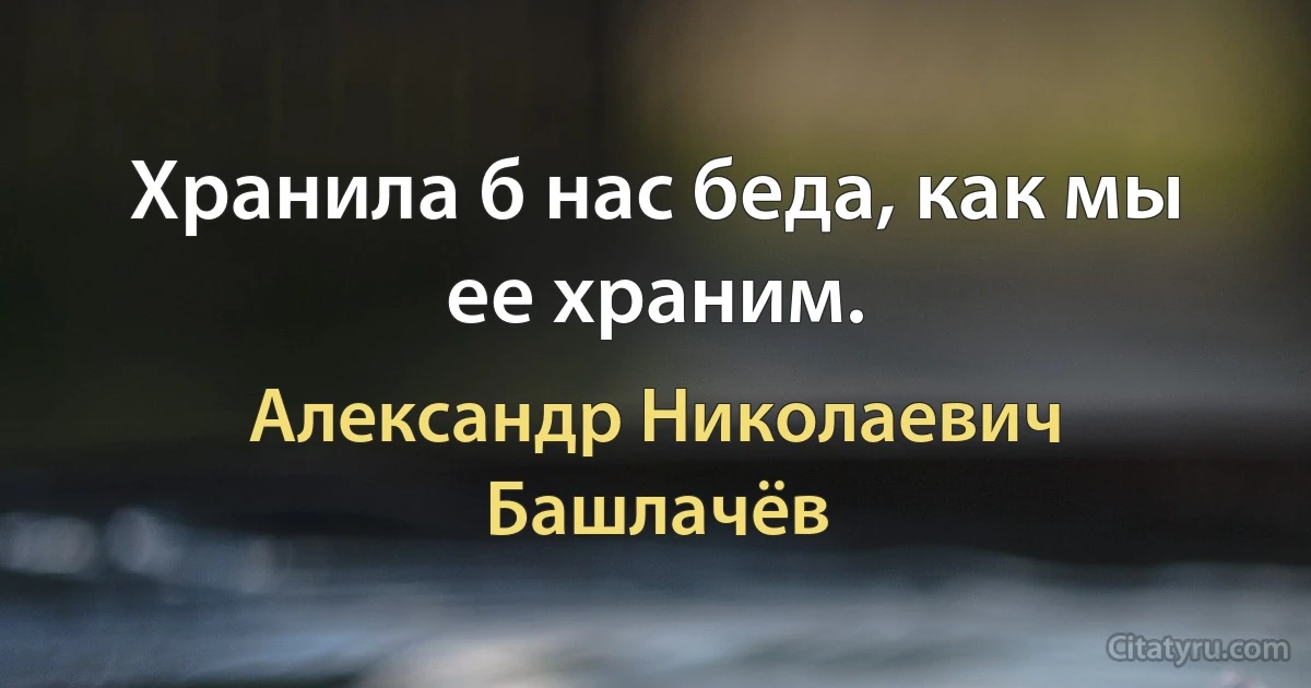 Хранила б нас беда, как мы ее храним. (Александр Николаевич Башлачёв)