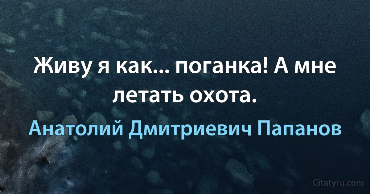 Живу я как... поганка! А мне летать охота. (Анатолий Дмитриевич Папанов)