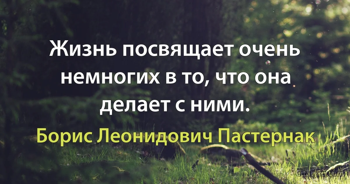 Жизнь посвящает очень немногих в то, что она делает с ними. (Борис Леонидович Пастернак)