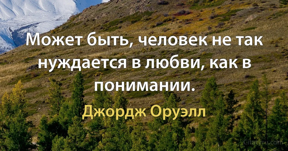 Может быть, человек не так нуждается в любви, как в понимании. (Джордж Оруэлл)