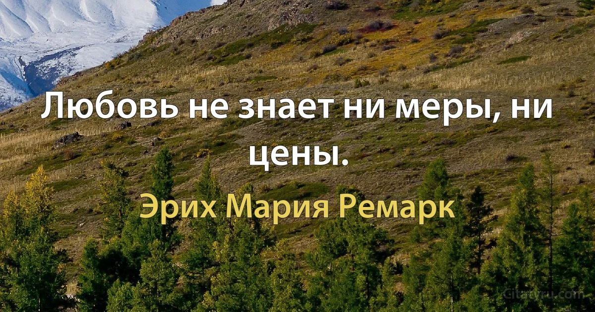 Любовь не знает ни меры, ни цены. (Эрих Мария Ремарк)