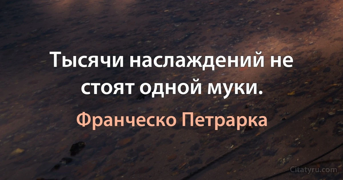 Тысячи наслаждений не стоят одной муки. (Франческо Петрарка)