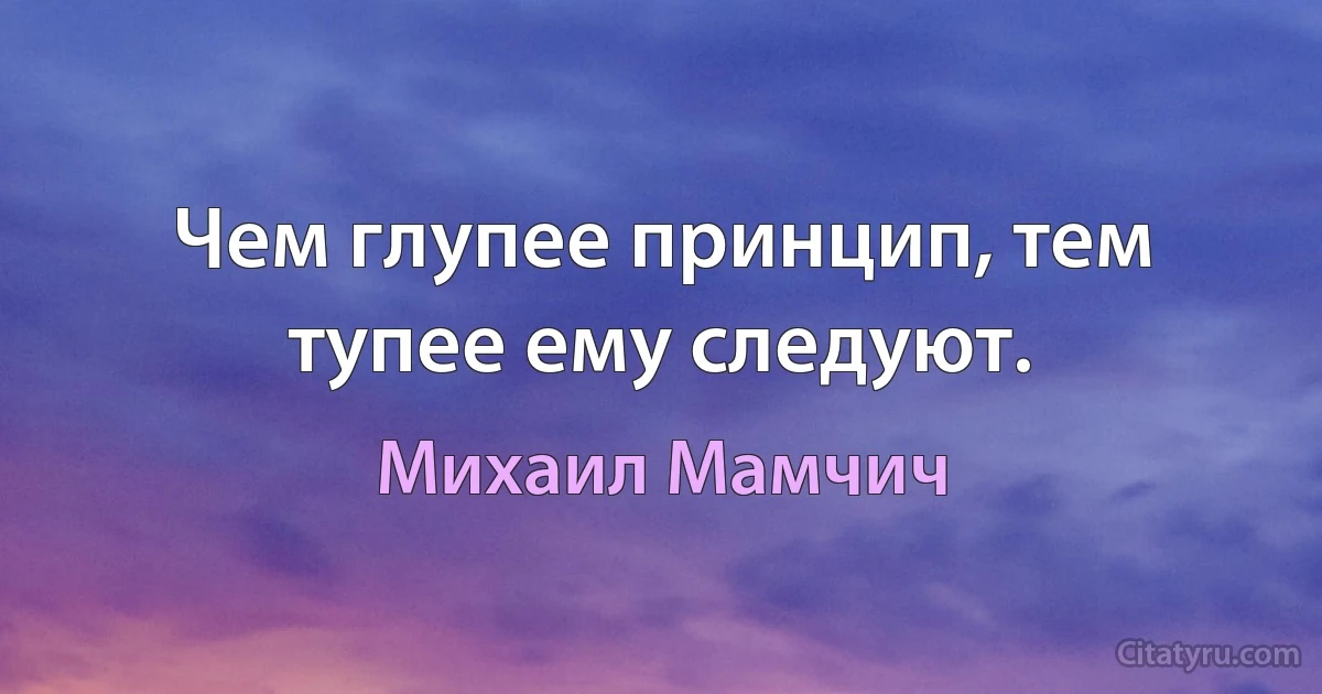 Чем глупее принцип, тем тупее ему следуют. (Михаил Мамчич)