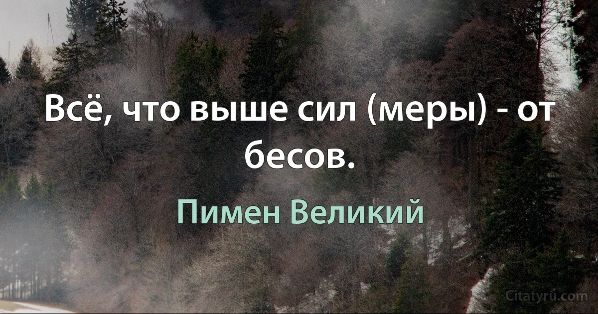 Всё, что выше сил (меры) - от бесов. (Пимен Великий)