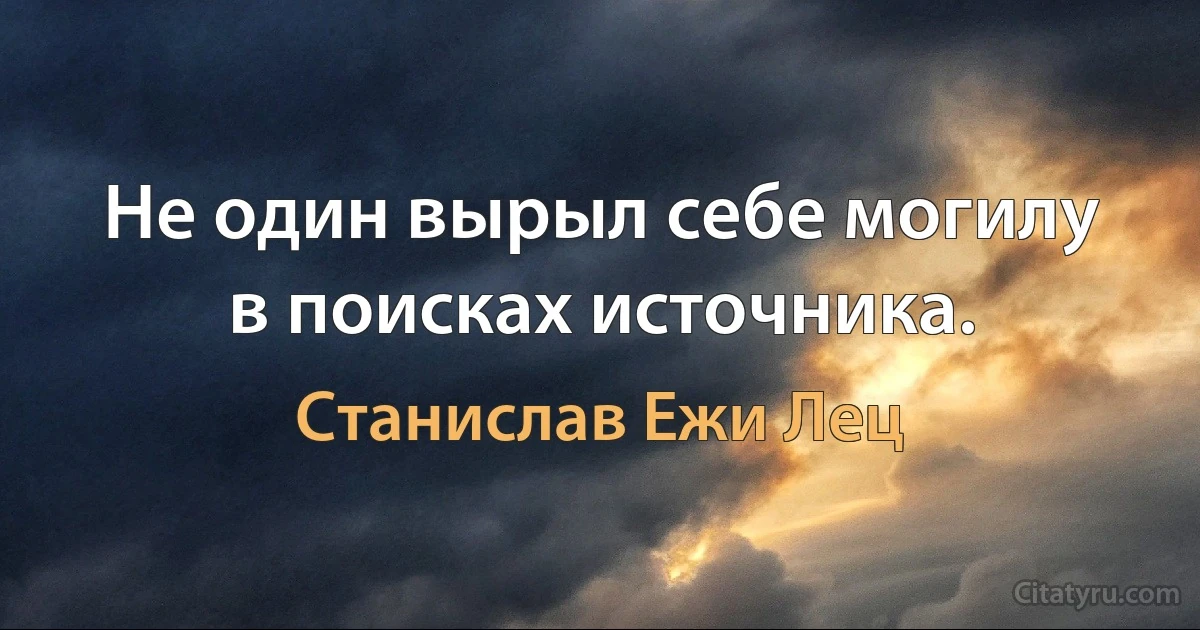 Не один вырыл себе могилу в поисках источника. (Станислав Ежи Лец)