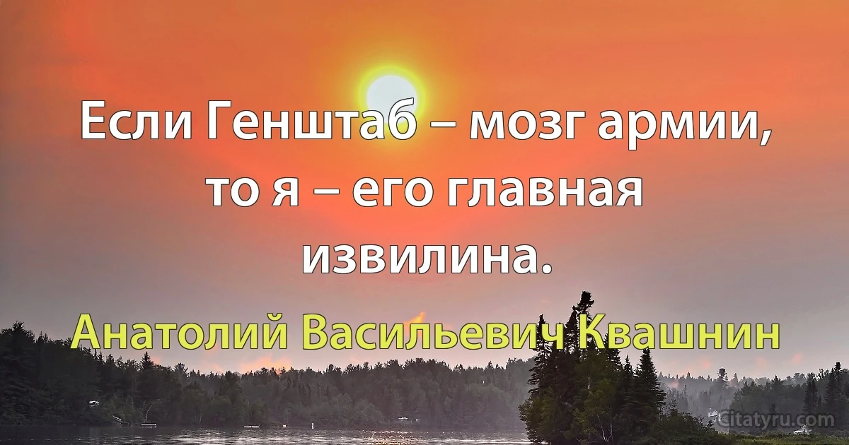 Если Генштаб – мозг армии, то я – его главная извилина. (Анатолий Васильевич Квашнин)