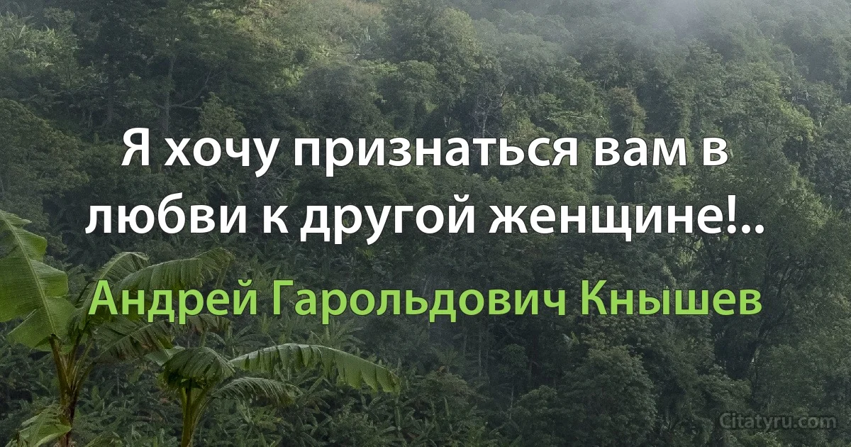 Я хочу признаться вам в любви к другой женщине!.. (Андрей Гарольдович Кнышев)