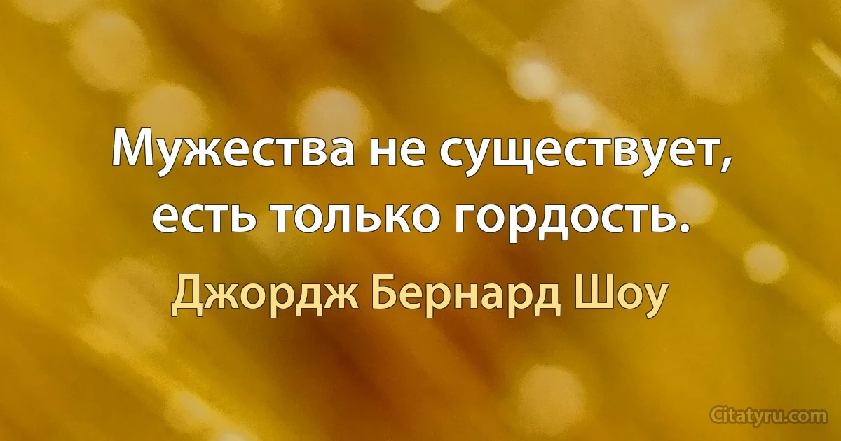 Мужества не существует, есть только гордость. (Джордж Бернард Шоу)