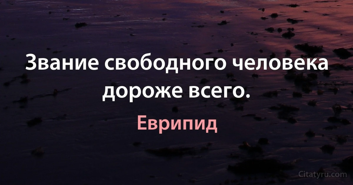 Звание свободного человека дороже всего. (Еврипид)