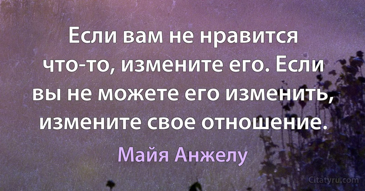 Если вам не нравится что-то, измените его. Если вы не можете его изменить, измените свое отношение. (Майя Анжелу)