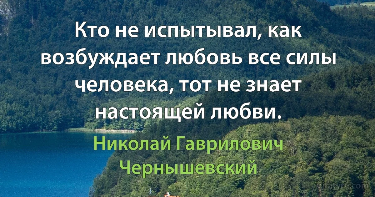 Кто не испытывал, как возбуждает любовь все силы человека, тот не знает настоящей любви. (Николай Гаврилович Чернышевский)