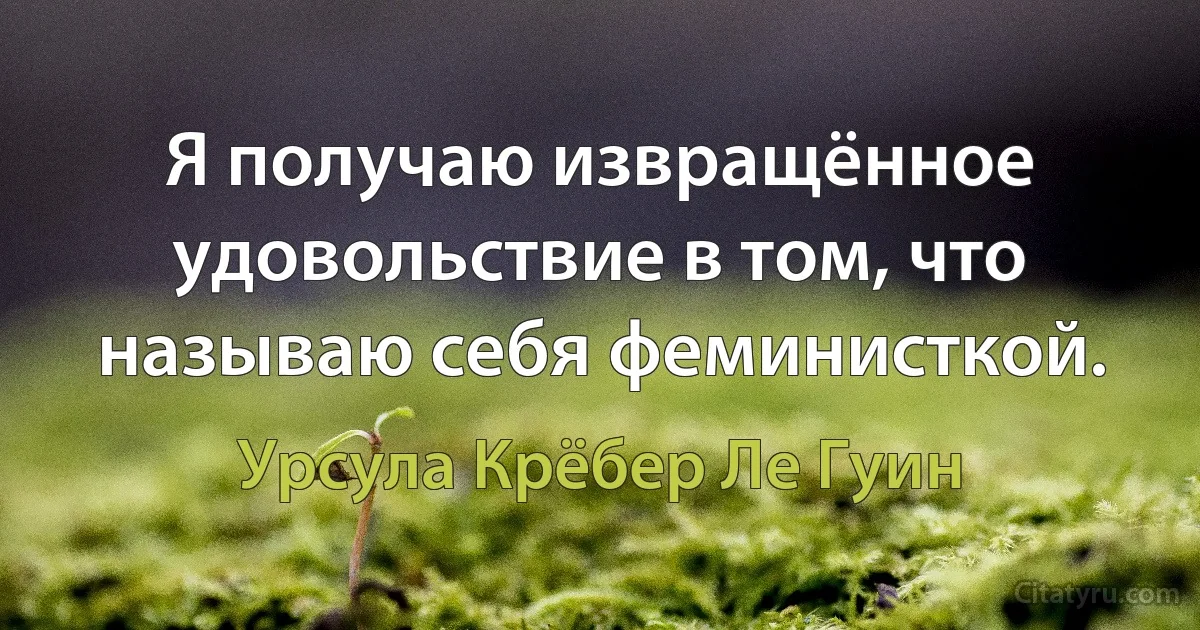 Я получаю извращённое удовольствие в том, что называю себя феминисткой. (Урсула Крёбер Ле Гуин)