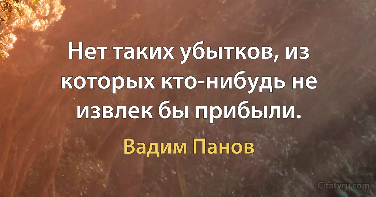 Нет таких убытков, из которых кто-нибудь не извлек бы прибыли. (Вадим Панов)