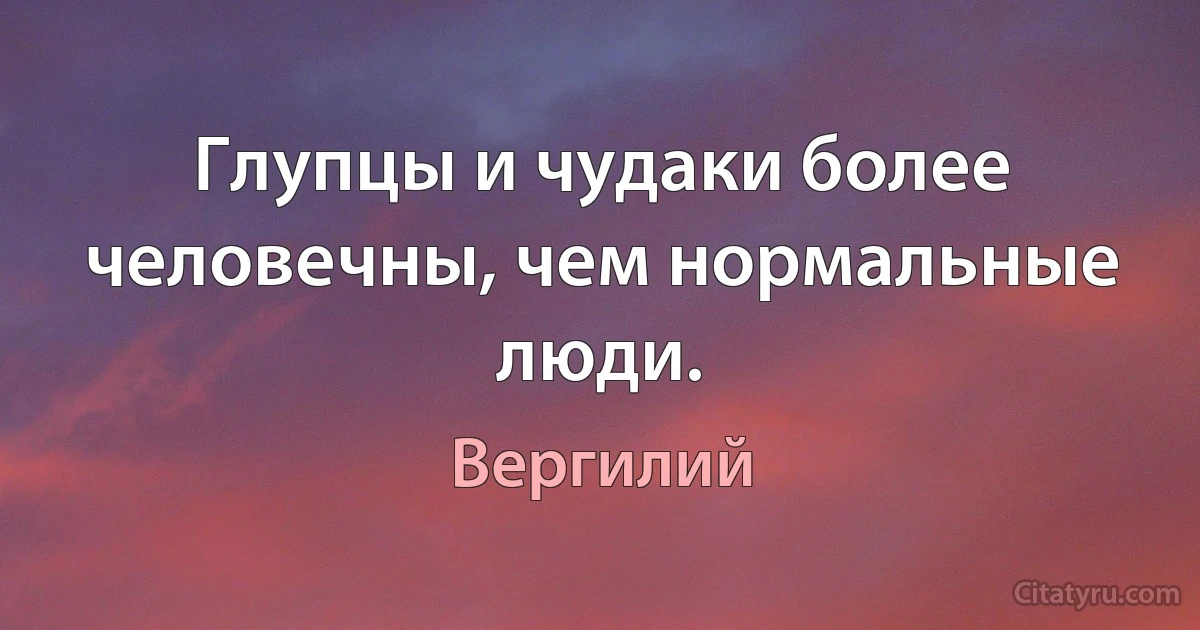 Глупцы и чудаки более человечны, чем нормальные люди. (Вергилий)