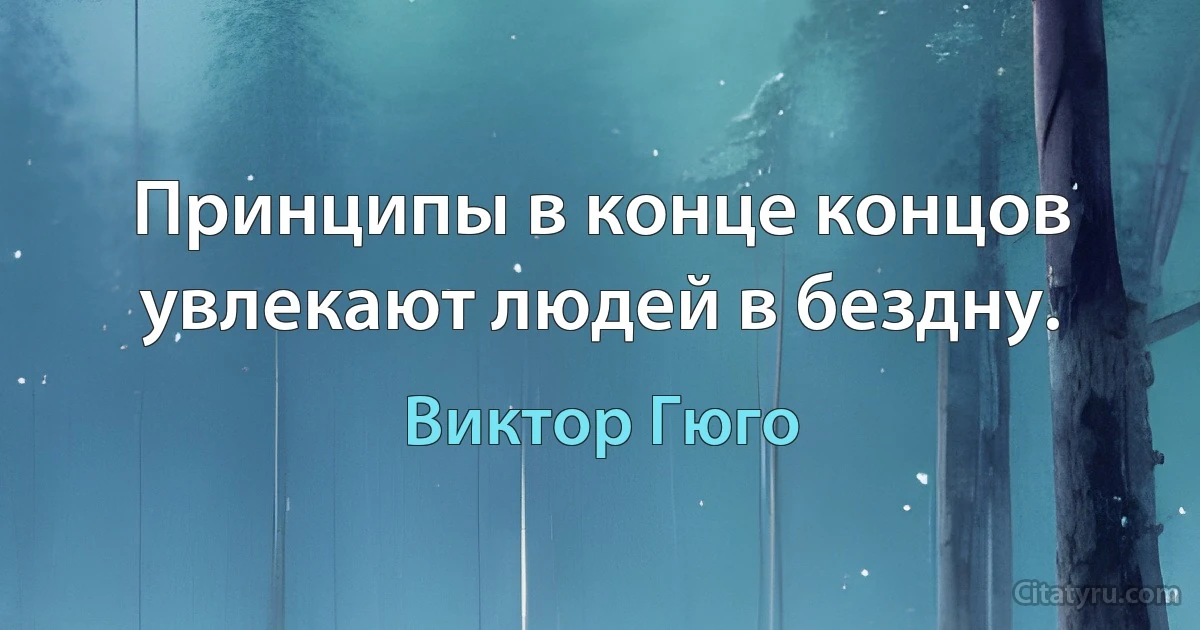 Принципы в конце концов увлекают людей в бездну. (Виктор Гюго)