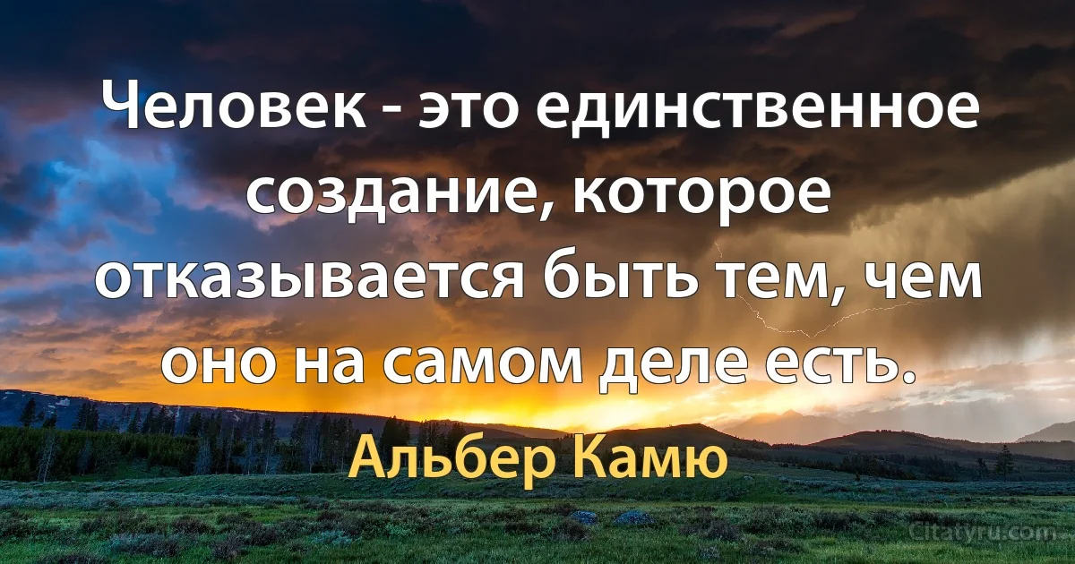 Человек - это единственное создание, которое отказывается быть тем, чем оно на самом деле есть. (Альбер Камю)