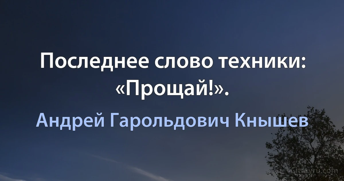 Последнее слово техники: «Прощай!». (Андрей Гарольдович Кнышев)