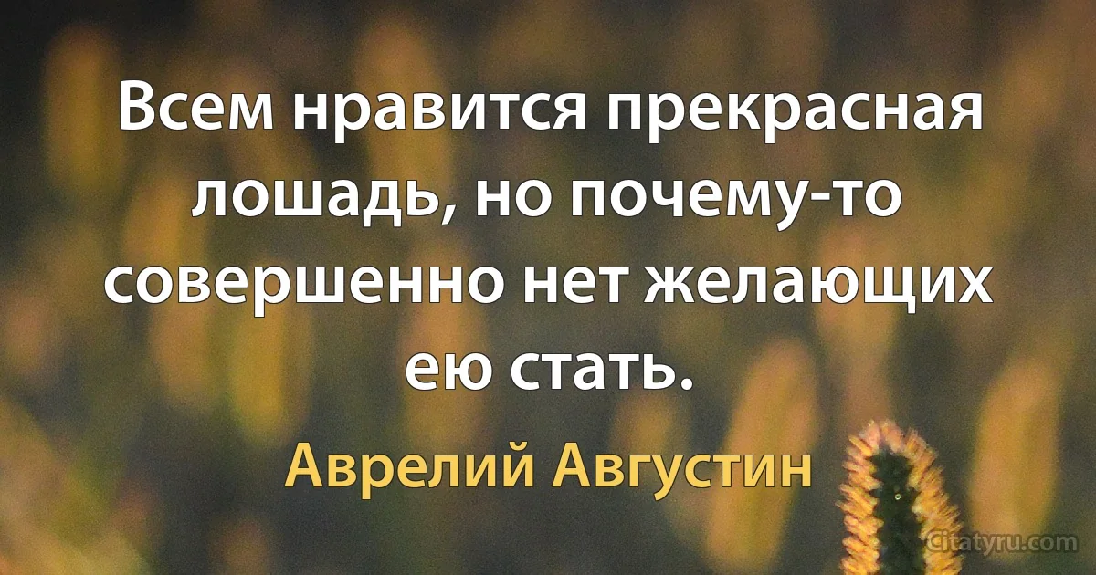 Всем нравится прекрасная лошадь, но почему-то совершенно нет желающих ею стать. (Аврелий Августин)