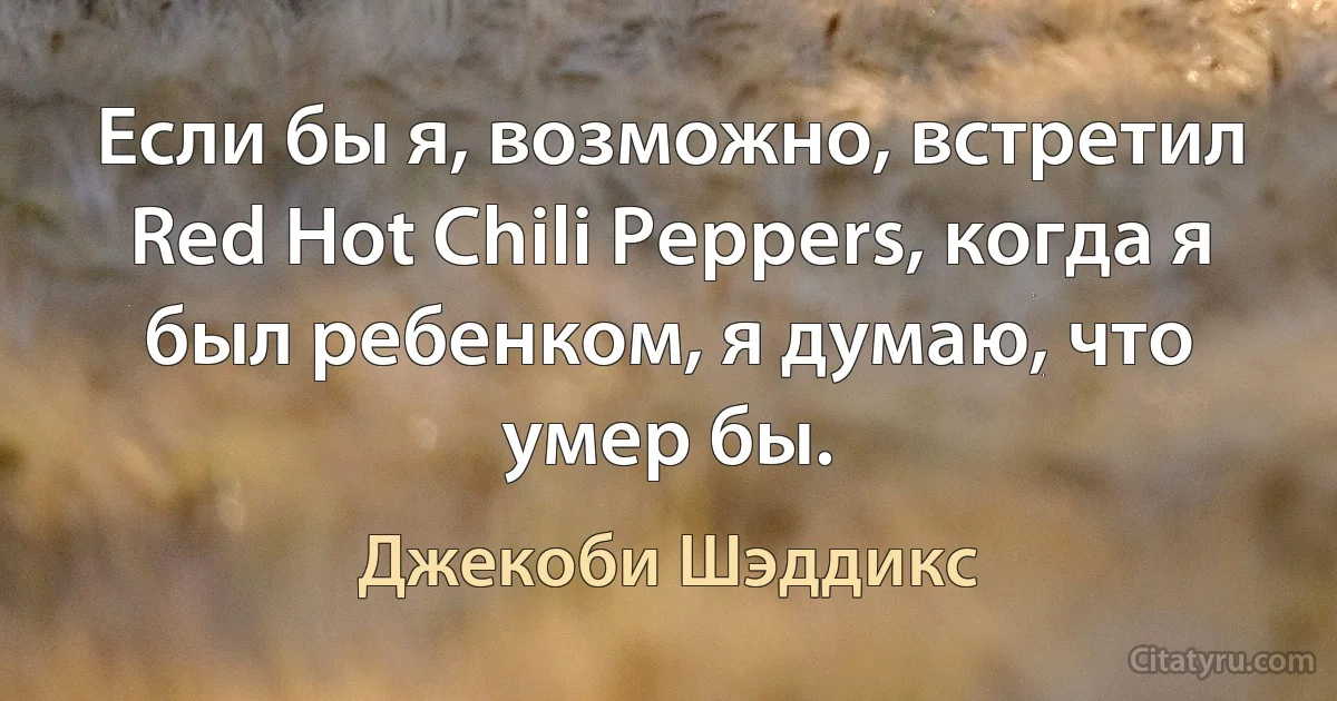 Если бы я, возможно, встретил Red Hot Chili Peppers, когда я был ребенком, я думаю, что умер бы. (Джекоби Шэддикс)