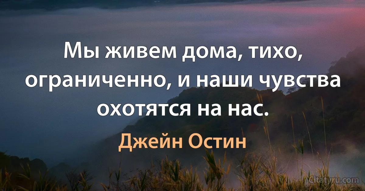 Мы живем дома, тихо, ограниченно, и наши чувства охотятся на нас. (Джейн Остин)