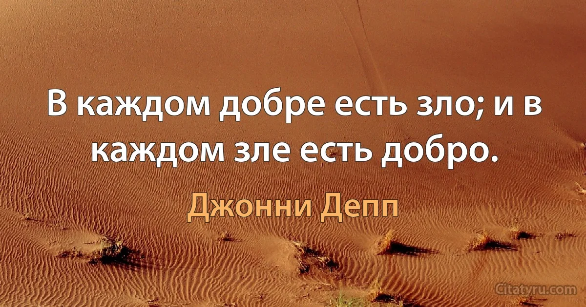 В каждом добре есть зло; и в каждом зле есть добро. (Джонни Депп)