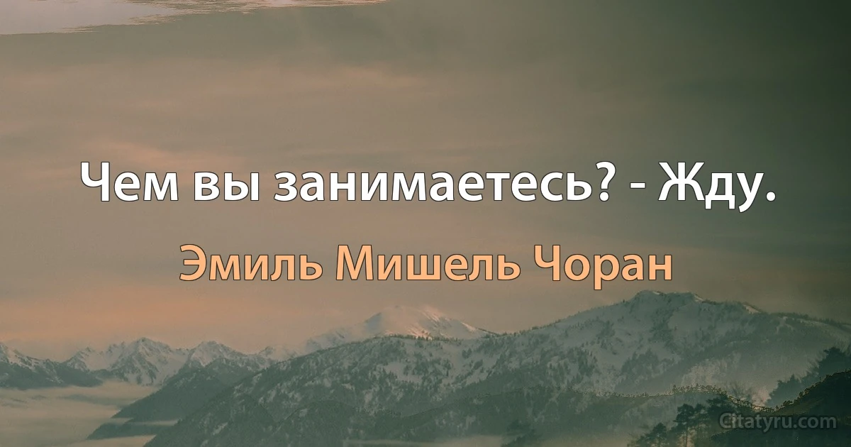 Чем вы занимаетесь? - Жду. (Эмиль Мишель Чоран)