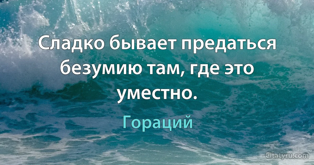 Сладко бывает предаться безумию там, где это уместно. (Гораций)