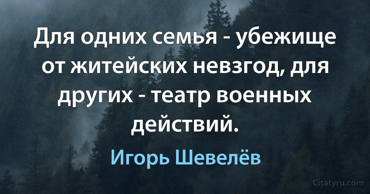 Для одних семья - убежище от житейских невзгод, для других - театр военных действий. (Игорь Шевелёв)