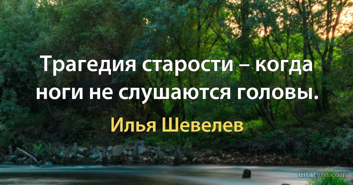 Трагедия старости – когда ноги не слушаются головы. (Илья Шевелев)