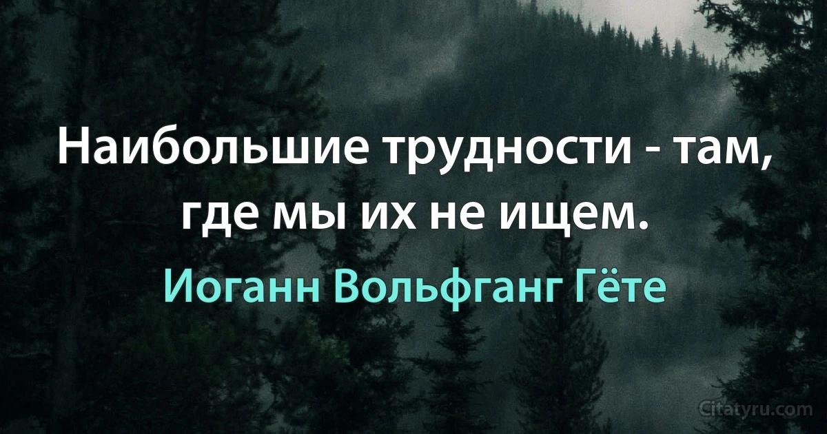 Наибольшие трудности - там, где мы их не ищем. (Иоганн Вольфганг Гёте)