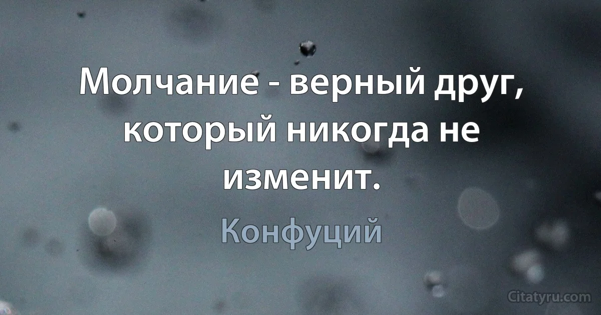 Молчание - верный друг, который никогда не изменит. (Конфуций)