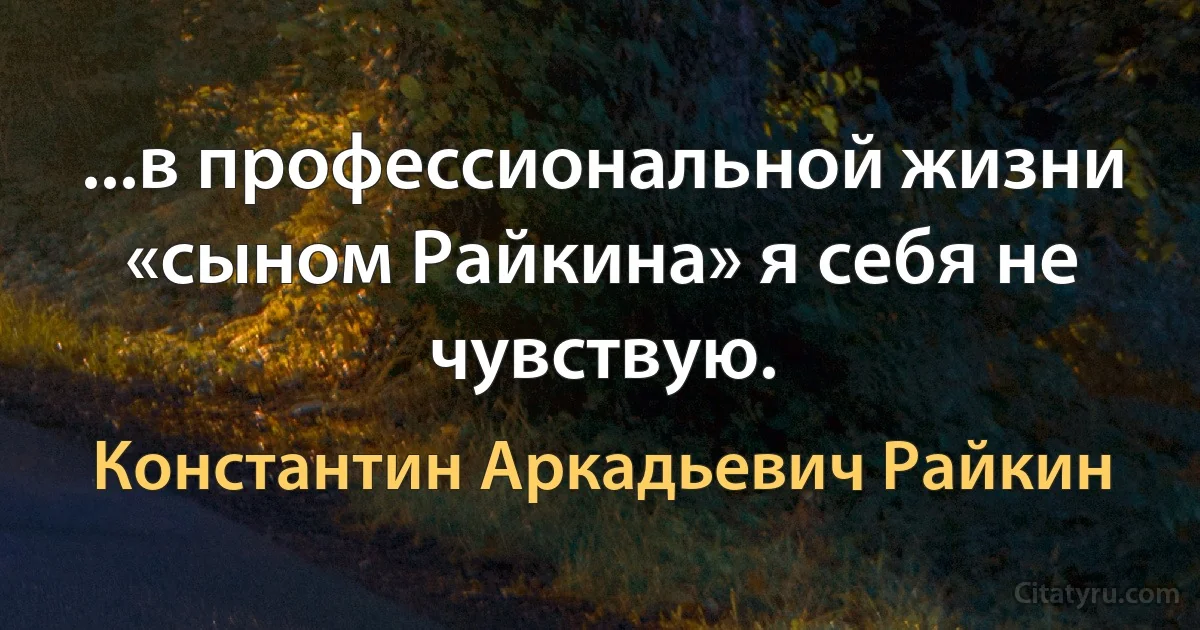 ...в профессиональной жизни «сыном Райкина» я себя не чувствую. (Константин Аркадьевич Райкин)