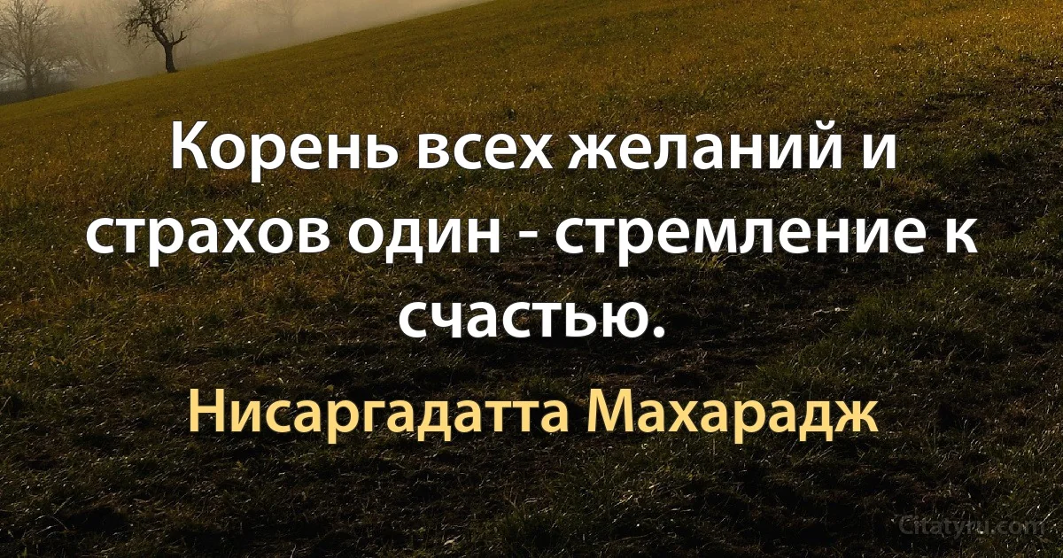 Корень всех желаний и страхов один - стремление к счастью. (Нисаргадатта Махарадж)