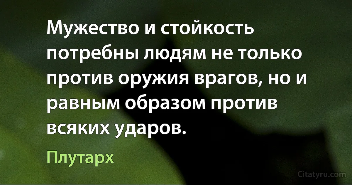 Мужество и стойкость потребны людям не только против оружия врагов, но и равным образом против всяких ударов. (Плутарх)