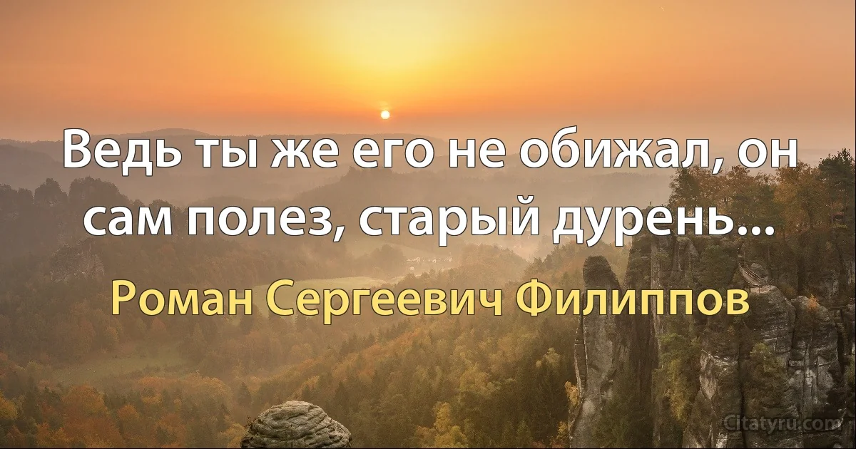 Ведь ты же его не обижал, он сам полез, старый дурень... (Роман Сергеевич Филиппов)